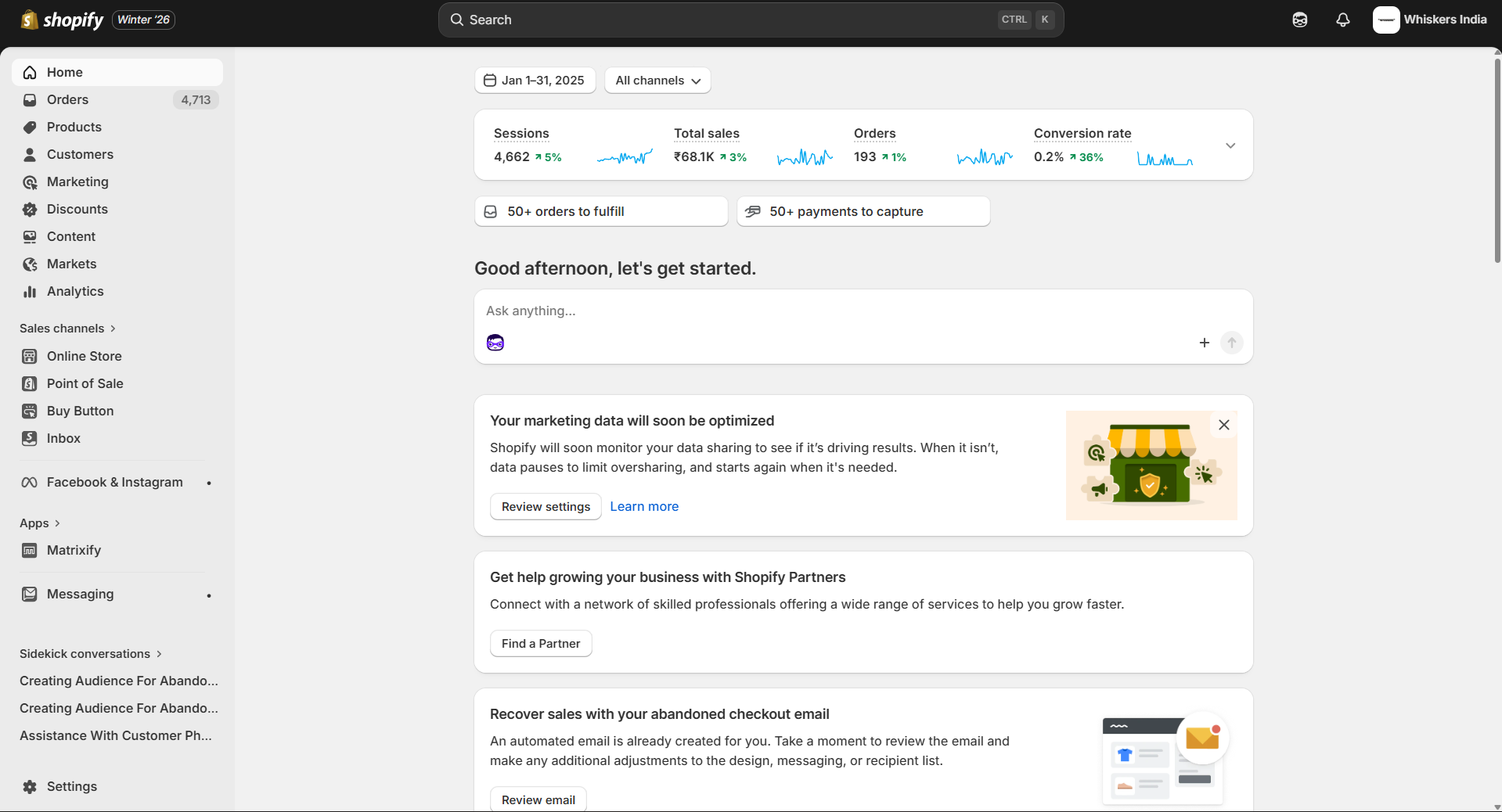 Whiskers India January 2025 Dashboard